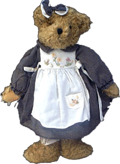 Plush Bear in Blue Gingham Dress and Apron
